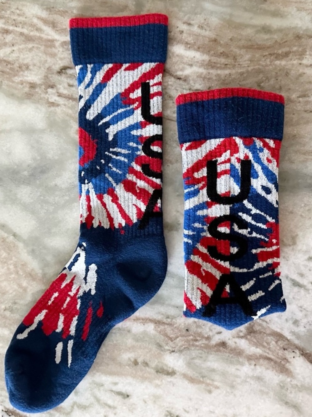 USA Tie Dye Red White & Blue America Socks - American Flag / 4th of July